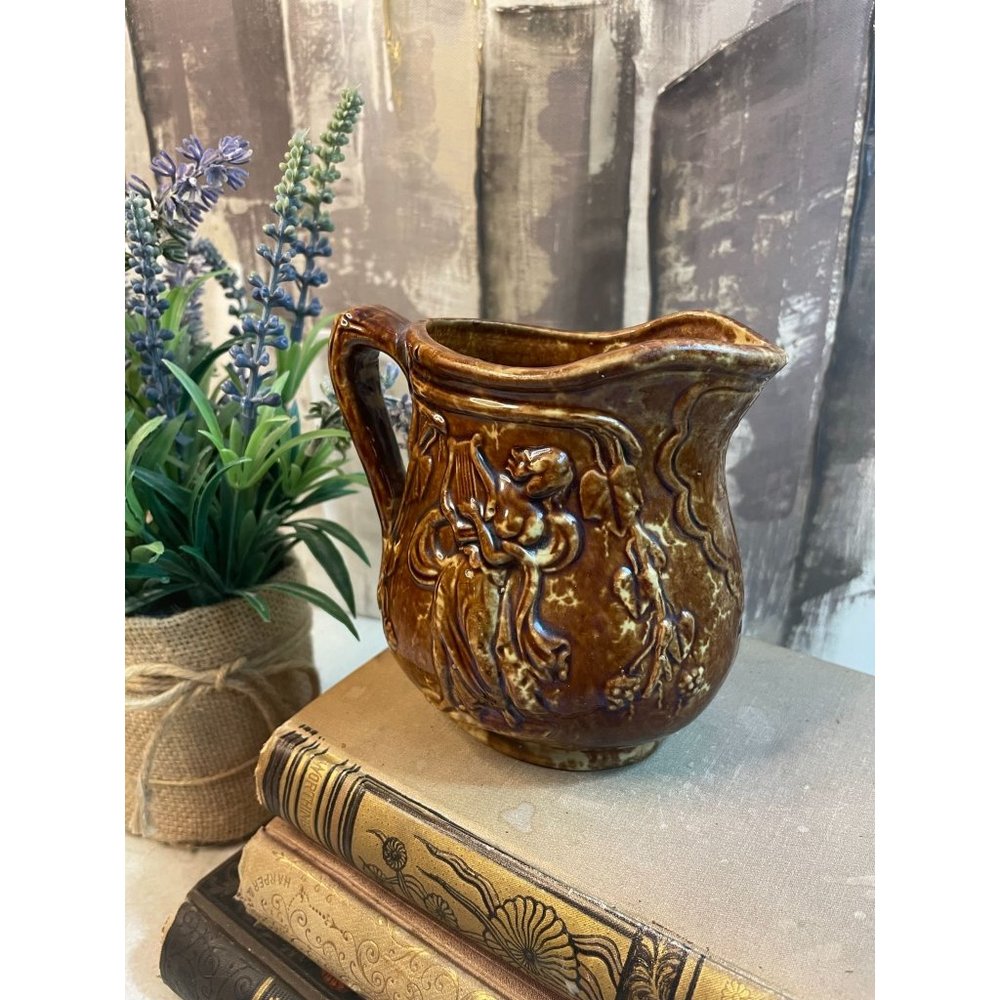 Vintage Bennington Yellow Ware Rockingham Pitcher Hunting Scene - Picture 6 of 10